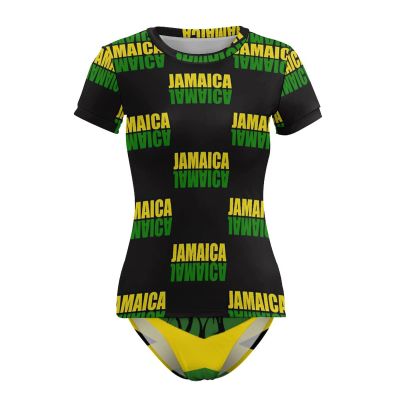 Adugen Origei Jamaica Flag Women's One-Piece Swimsuit Triangle Bathing Swimsuit Beach Party L