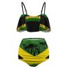 Adugen Origei Bikini Sets Jamaica Flag Women's Swimwear Cute Bathing Suit Ruched High Cut Swimsuit Summer 2XL