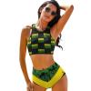 Adugen Origei Bikini Sets Jamaica Flag Women's Swimwear Cute Bathing Suit Ruched High Cut Swimsuit Summer L