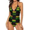 Adugen Origei Bikini Jamaica Flag Bathing Suit Women's Swimwear One-Piece Swimsuit Tummy Control Swimsuits 2XL view 2