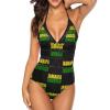 Adugen Origei Jamaica Flag Women's One-Piece Swimsuit Triangle Bathing Swimsuit Beach Party L view 1