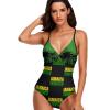 Adugen Origei Jamaica Flag Women's One-Piece Swimming Costume Triangle Bathing Swimsuit Beach Party L view 1