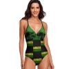 Adugen Origei Jamaica Flag Women's One-Piece Swimming Costume Triangle Bathing Swimsuit Beach Party L view 3