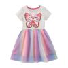 Girls Butterfly Print Dresses Pink Butterfly Sequins Gradient Dress Cute Summer Sundress 2 St Patricks (Pink, 5 Years) view 1