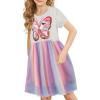 Girls Butterfly Print Dresses Pink Butterfly Sequins Gradient Dress Cute Summer Sundress 2 St Patricks (Pink, 5 Years) view 4