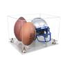 Better Display Cases Acrylic Double Football and Helmet Display Case - Large Rectangle Box with Clear Case, Gold Risers and Clear Base 18" x 14" x 12" (A014/B60) view 1