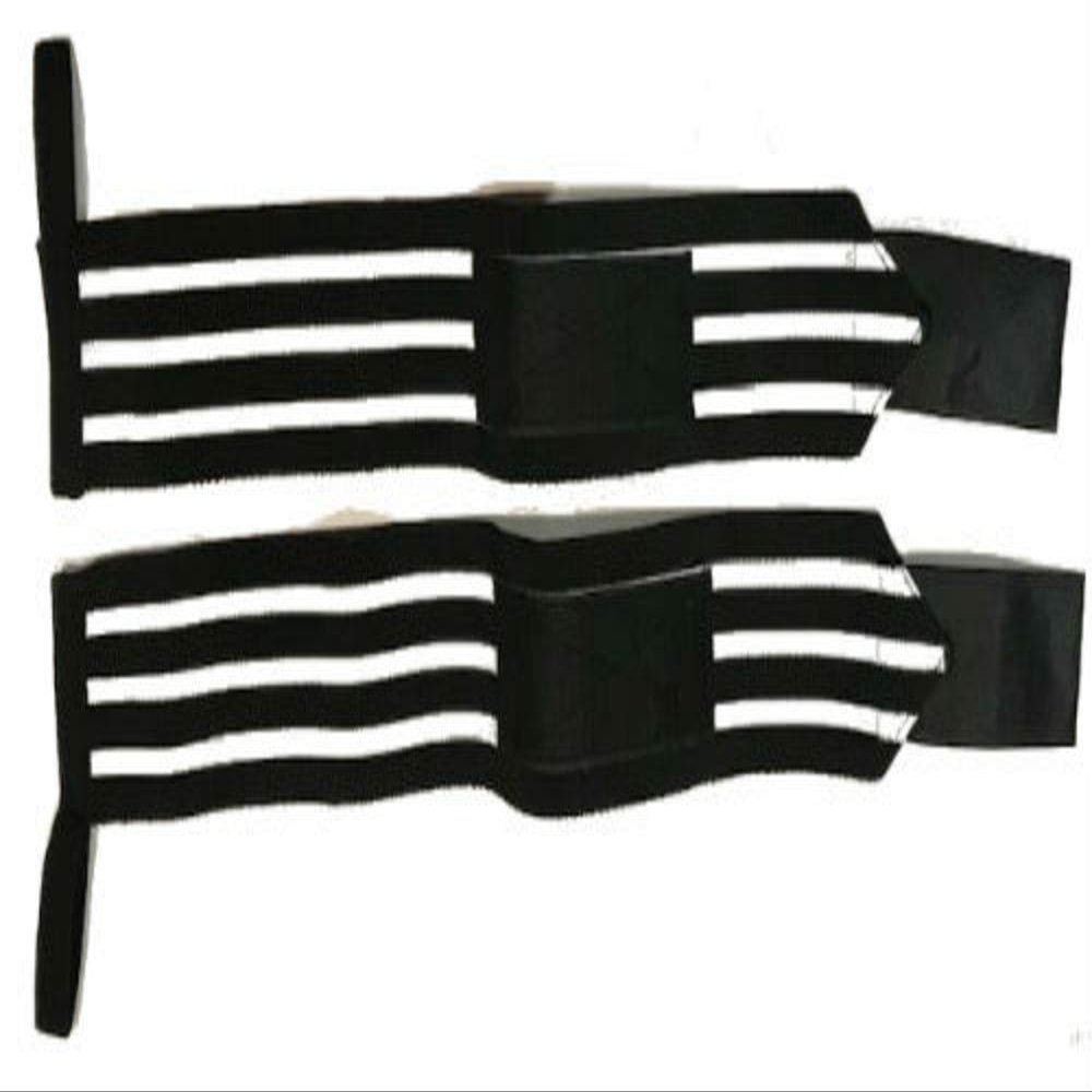 Wrist WRAP 16 INCHES - Weightlifting & Powerlifting Wrist Protection WRAP Heavy Strength ELASTTIC Black with Three White Lanes