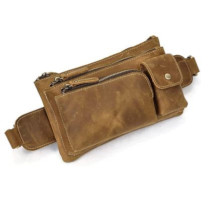 RMENST Fanny Packs for Men, Waist Pack with Adjustable Strap, Leather Waist Pack for Outdoors/Traveling/Running/Hiking (Color : Yellow, Size : 14.5 * 24 * 5cm)