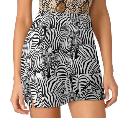 Zebra Pattern Women's Skort High Waisted A-line Short Skirt Double Layer Sport Golf Skirts Workwear S