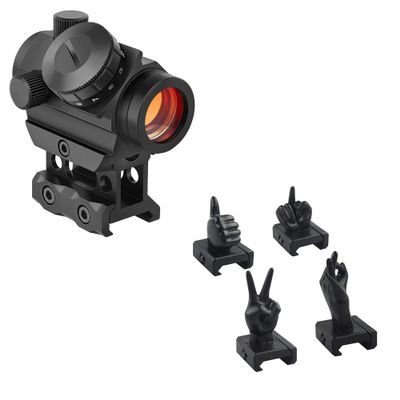 GOTICAL Finger Sight Set, Fixed Backup Front and Rear BUIS Set, Fit Picatinny Rail and Weaver (2 Sets of Finger Set) (4Pcs/Set Finger Thumb & Sight)