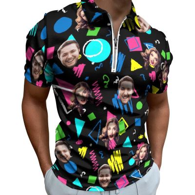 Custom Polo Shirt for Men Personalized Text Photo Logo Short Sleeve with All Over Print