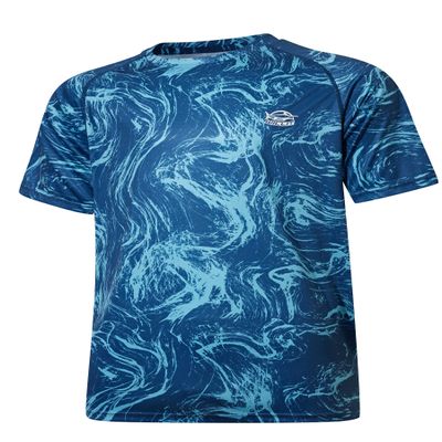 Willit Men's Rashguard Swim Shirt Short Sleeve UPF 50+ Sun Protection SPF Quick Dry Water Shirt Blue Wave XL