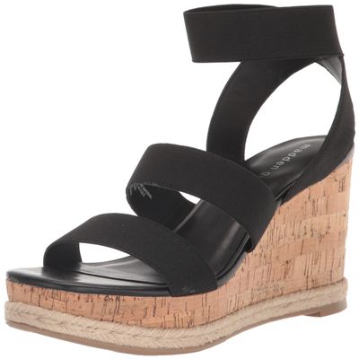 Madden Girl Women's Marandaa Wedge Sandal, Black Fabric, 10