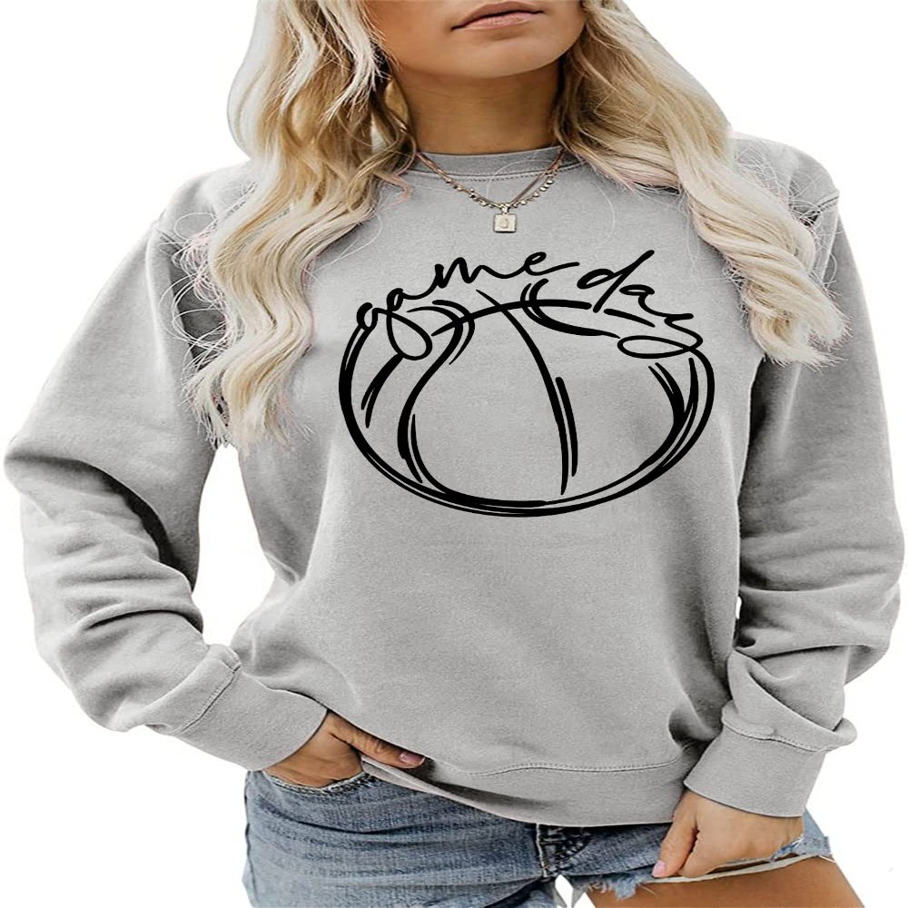 ARTECE Game Day Sweatshirt, Game Day Basketball Shirt, Sport Mama Sweater, Women Crewneck Pullover Tops Basketball Lover Gift Grey