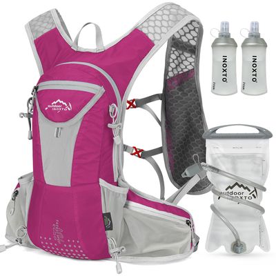 IX INOXTO Hydration Pack Backpack, Lightweight Water Backpack with 2L Hydration Bladder Daypack for Men Women,Running Hydration Vest for Trail Running Hiking Cycling Race Climbing (Pink)