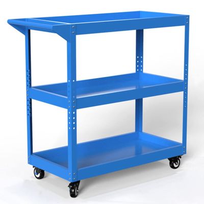 WIGING Home Gym Storage Rack, Iron Yoga Mat Storage Racks, Loadable Weight: 120kg, Easy to Assemble Personal Training Gadget Storage Rack with Wheels (Color : Blue)