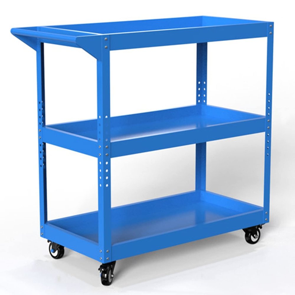 WIGING Home Gym Storage Rack, Iron Yoga Mat Storage Racks, Loadable Weight: 120kg, Easy to Assemble Personal Training Gadget Storage Rack with Wheels (Color : Blue)