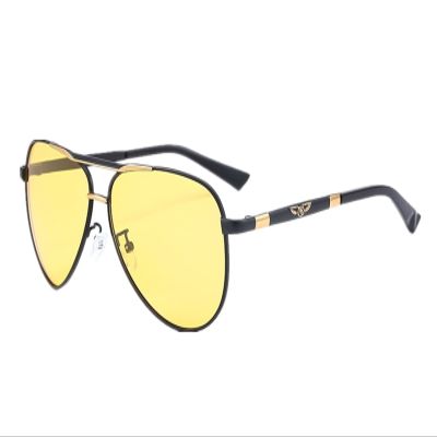 WIRUN Night Vision Driving Glasses, Polarized UV400 Aviator Sunglasses Rain Safety Eyewear for Men Women Fishing Golf Driving (BlackGolden)
