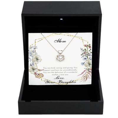 Heart Knot Silver Necklace Luxury Box Mom Necklace, Gifts for mom, Heart Knot Silver Necklace, Gift from Daughter, Mom Birthday Gift, Mother's Day g