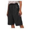 FUMOOD Womens Casual Bermuda Shorts Knee Length Elastic Waist Summer Cotton Shorts Comfy Yoga Workout Lounge Shorts Black view 1