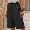 FUMOOD Womens Casual Bermuda Shorts Knee Length Elastic Waist Summer Cotton Shorts Comfy Yoga Workout Lounge Shorts Black view 2