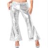easyforever Women's Metallic Shiny Bell Bottom Disco Pants Glossy Sparkly Loose Flared Trousers Silver Small view 1