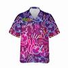 V-DECORPARKS Bowling Strike! Hawaiian Shirts for Men - Neon Bowling Mens Hawaiian Button Down Short Sleeve Shirts Set 16 Size 2XL view 1