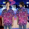 V-DECORPARKS Bowling Strike! Hawaiian Shirts for Men - Neon Bowling Mens Hawaiian Button Down Short Sleeve Shirts Set 16 Size 2XL view 2
