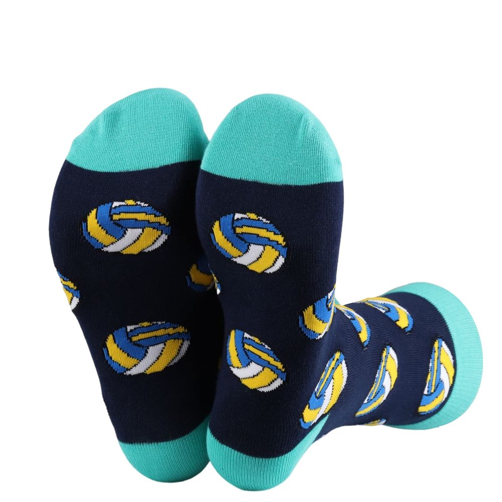 PWHAOO 1 Pair Funny Volleyball Socks Gift for Volleyball Player Gift Volleyball Team Gift Volleyball Coach (volleyball green socks)