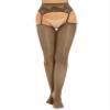 FEESHOW Womens Glossy Suspender Pantyhose Stockings Tights Stretchy High Stockings for Dress up Coffee A One Size view 1