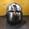 Antique Custom SCA HNB 18 Gauge Steel Medieval Combat Pig Faced Bascinet Helmet Hallween Chain Mail Helmet view 2