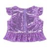 ACSUSS Kids Girls Shiny Metallic Camis Top Gymnastics Ballet Dance Camisole Leotard Tank Tops Vest Dancewear Ruffled Lavender 12 Years view 4