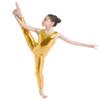 Alvivi Kids Girls Sleeveless Dance Leotard Jumpsuit Full Length Bodysuit Metallic Gymnastics Costumes Gold 10-12 Years view 2