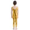 Alvivi Kids Girls Sleeveless Dance Leotard Jumpsuit Full Length Bodysuit Metallic Gymnastics Costumes Gold 10-12 Years view 3