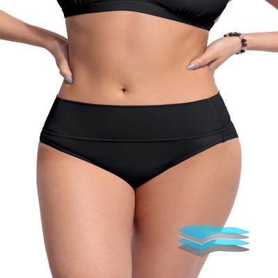Beautikini Period Swimwear Bikini Menstrual Swim Bottoms Leakproof Bathing Suits for Teens Girl(Black XX-Large)