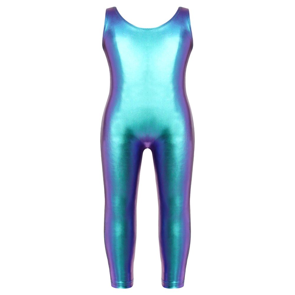 Alvivi Kids Girls Sleeveless Dance Leotard Jumpsuit Full Length Bodysuit Metallic Gymnastics Costumes Colorful 3-4 Years
