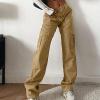 Parachute Cargo Pants Women's Baggy Streetwear Y2K Pants Denim Cargo Jeans Relaxed Fit Wide Leg Pants for Teen Girls view 2