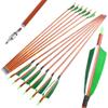 SHARROW 30 Inch Archery Carbon Arrows Bamboo Pattern Shaft 500 Spine Practice Hunting Arrows with Natural Feather Fletching for Archery Hunting Target Shooting 6/12pcs (12 x Green Arrows) view 1