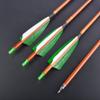 SHARROW 30 Inch Archery Carbon Arrows Bamboo Pattern Shaft 500 Spine Practice Hunting Arrows with Natural Feather Fletching for Archery Hunting Target Shooting 6/12pcs (12 x Green Arrows) view 2