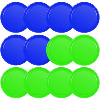 Coopay 12 Pieces Home Air Hockey Pucks 2.5 Inches Heavy Replacement Pucks for Game Tables Equipment Accessories, 12 Grams (Blue and Green)