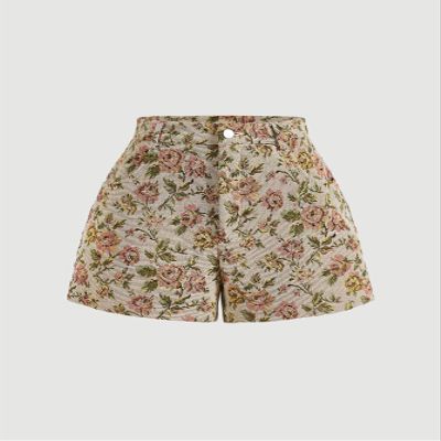 KEARACE Shorts for Women Floral Print Shorts (Color : Multicolor, Size : Small)