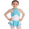 CHICTRY Kids Girls Long Sleeve Rhinestone Chain Mesh Patchwork Dance Costume Figure Ice Skating Dress Lyrical Dress Blue 10 Years view 1