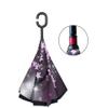 ZAEGO Umbrellas for Rain Double Layer Inverted Umbrella Flower Windproof Reverse Umbrella with C-Shaped Handle Waterproof Stick Umbrella Umbrellas for Rain Windproof (Color : Black) view 4