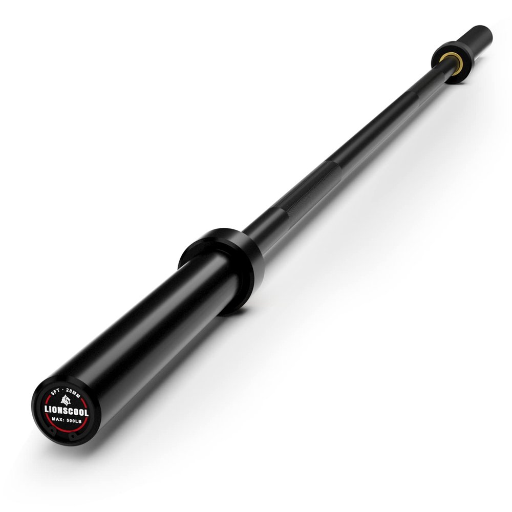 LIONSCOOL Premium 4.9ft Barbell (Black E-coating, 4.9FT, 500LBS)