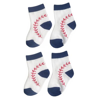 BAICAIYU Baby First Birthday Baseball Socks 2 Pairs Boys and Girls Toddlers Medium Tube Boneless Socks Cute