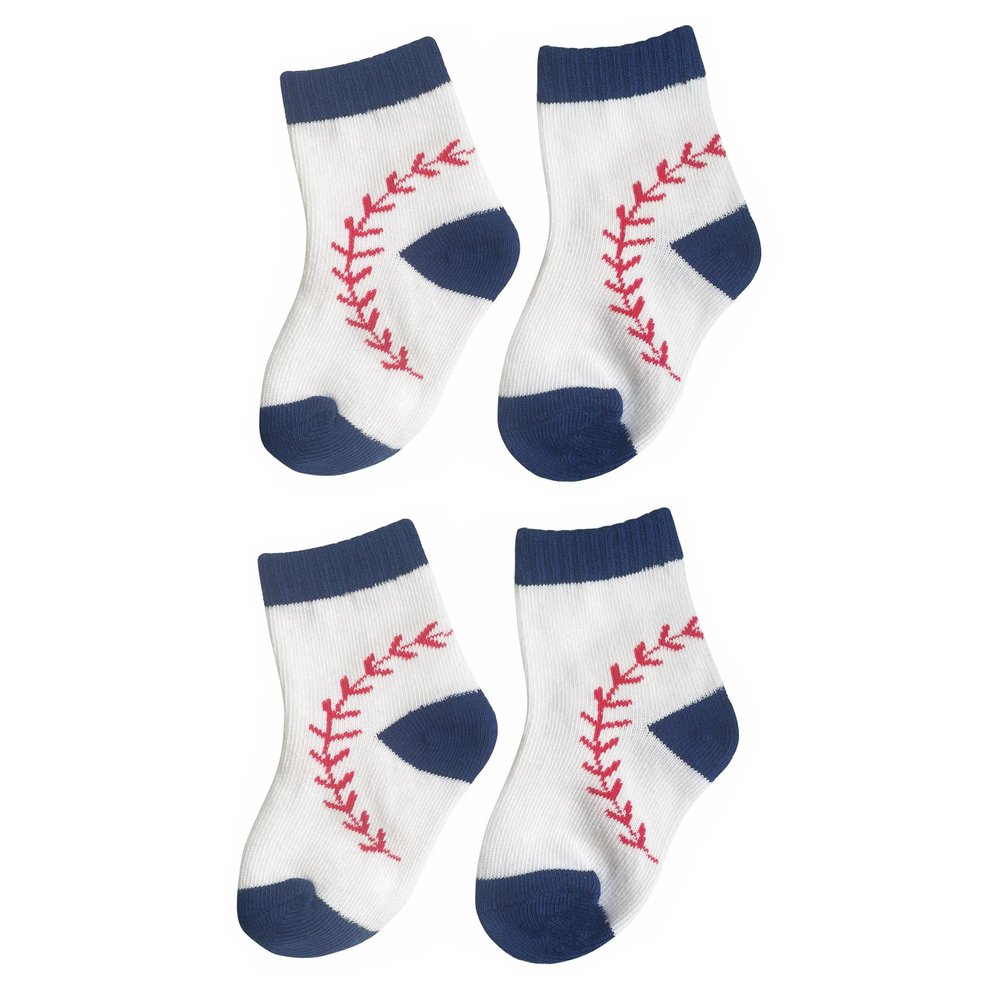 BAICAIYU Baby First Birthday Baseball Socks 2 Pairs Boys and Girls Toddlers Medium Tube Boneless Socks Cute