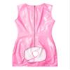 dPois Women's Bare Breast Catsuit Halter Neck Bodysuit Sexy Crotchless High Cut Leotard Clubwear Pink Small view 4