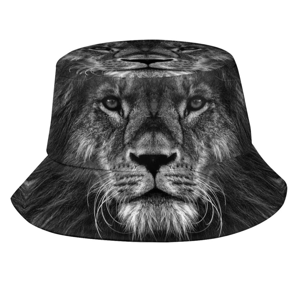 Cool Lion Pattern Bucket Hats Fashion Sun Cap Packable Outdoor Fisherman Hat for Women and Men