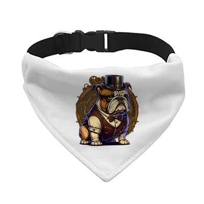 Funny English Bulldog Pet Bandana Collar - Digital Art Scarf Collar - Printed Dog Bandana - XL