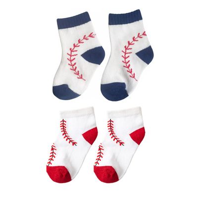 BAICAIYU Baby First Birthday Baseball Socks 2 Pairs Boys and Girls Toddlers Medium Tube Boneless Socks Cute
